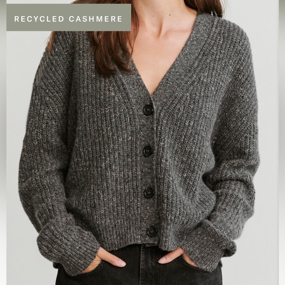 Jenni Kayne Cropped Cashmere Cocoon Cardigan XXS Charcoal